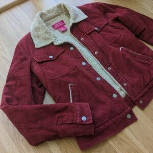 Deep Red Corduroy Sherpa Jacket
